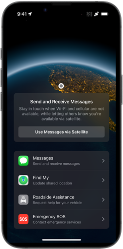 Demostración de mensajería vía satélite en el iPhone 16e